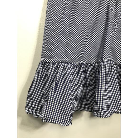 J.Crew Women's 8 Faux Wrap Ruffle Gingham Short Dress Navy White Cottagecore - Picture 8 of 11